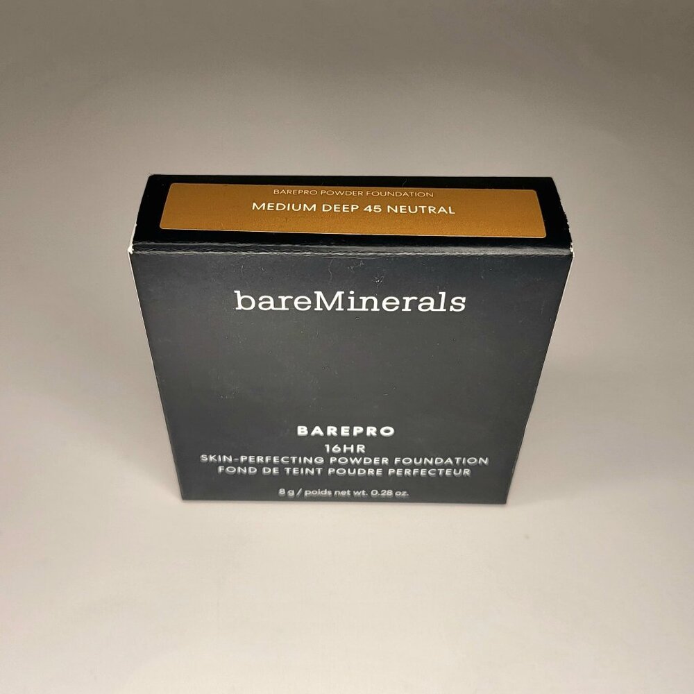 NIB bareMinerals BAREPRO Skin-Perfecting Powder Foundation MEDIUM DEEP 45Neutral